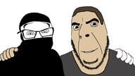 2soyjaks Warrior-Z(user) anas_boujamaa balaclava brown_eyes brown_hair clothes friendship grey_shirt hand islam memedroid meta:keep_the_original_tags no_more_brother_wars smile soybooru stubble tan_skin variant:cobson variant:feraljak // 2672x1500 // 58.8KB