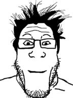 closed_mouth glasses hair neutral smile soyjak stubble subvariant:neutralplier variant:markiplier_soyjak // 600x800 // 21.2KB
