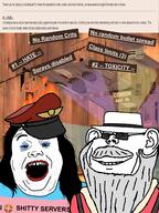 2soyjaks beard building cap closed_mouth clothes ear fedora fire glasses grey_hair hair hat lipstick long_hair makeup mustache open_mouth smile stubble sunglasses team_fortress_2 teeth text tranny uncle_dane uncletopia variant:alicia variant:impish_soyak_ears // 1200x1600 // 1002.6KB