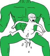 arm buff cum cumflation frog full_body glasses green_skin hand leg meta:pornographic_content open_mouth penis pepe sex soyjak stubble variant:soyak // 702x784 // 33.7KB