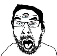 bloodshot_eyes crying ear glasses multiple_eyes mustache open_mouth soyjak stubble variant:benedict_cumberjak2 // 555x546 // 13.1KB