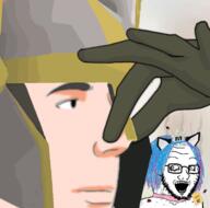 blue_hair cat_ear choker crazed crown flies glasses glove hair helmet holding_nose open_mouth osrs pedophile runescape soyjak stubble subvariant:crazed_troonjak subvariant:soyak_(crazed) tranny variant:soyak vg_(4chan) video_game // 748x741 // 294.7KB