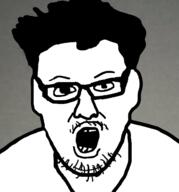 clothes ear glasses hair justin_roiland open_mouth soyjak variant:unknown // 484x519 // 96.8KB