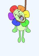 ack antagonist arm artist:Juaco bloodshot_eyes blush cartoon colorful crying dandy's_world dandy_(dandy's_world) dyke eyebrows faggot flower green_skin hanging leg mustache open_mouth petals plant rope suicide tranny variant:bernd // 1400x2000 // 103.6KB
