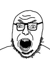 angry crooked_teeth glasses open_mouth soyjak stubble template variant:volcanojak // 677x799 // 8.8KB