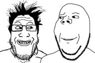 2soyjaks animated are_you_soying_what_im_soying eyebrows looking_at_you smirk variant:gapejak variant:markiplier_soyjak // 1200x800 // 3.3MB