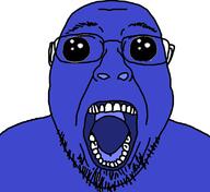 argyria blue_skin glasses oh_my_god_she_is_so_attractive open_mouth soyjak stubble variant:bernd // 1106x1012 // 209.6KB
