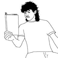 book ear earring full_body hair kurtis_conner mullet mustache nose_ring smug variant:unknown // 1000x1000 // 13.4KB