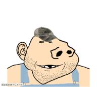 animated byonbyon cap clothes deformed ear hat japanese_text large_nose no_eyebrows poyopoyo sleeveless_shirt smile soyjak stubble subvariant:arkansasjak text united_states variant:impish_soyak_ears white_skin // 400x357 // 210.7KB