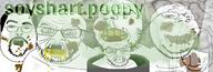 angry arm bad_teeth banner bathroom boogie2988 broken_teeth choco_bugs clenched_teeth closed_mouth clothes coprophagia corn disgusting drinking_piss drinking_urine eating fat glasses hair hand hat holding_object holding_poop hole inside_object irl_background missing_teeth multiple_soyjaks mustache open_mouth piss poop smell smelling smile soyjak soyjak_party stinky stubble subvariant:feralrage subvariant:wholesome_soyjak teeth text toilet variant:boogie2988 variant:feraljak variant:gapejak vomit wrinkles yellow_teeth // 1000x337 // 174.6KB