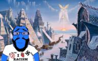 1488 arm beard blue_skin calm closed_mouth glasses hair happy_merchant heart hyperborea i_love nazism no_symbol painting racism smile snow soyjak subvariant:science_lover swastika text variant:markiplier_soyjak // 597x373 // 406.5KB
