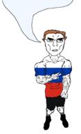 brown_hair buff clothes flag flag:russia russia soyjak speech_bubble speech_bubble_empty subvariant:chudjak_front subvariant:unbotheredchud variant:chudjak vein // 981x1608 // 37.3KB