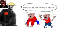 2soyjaks amerimutt arm balding biaoqing black_lives_matter black_skin bloodshot_eyes brown_skin china clothes country countrywar cracked_teeth crying ear flag flag:china flag:united_states full_body gigachad glasses hair hand leg mcdonalds open_mouth soyjak speech_bubble stubble text tongue tshirt united_states variant:bernd variant:chudjak yellow_sclera yellow_teeth // 1426x730 // 532.3KB