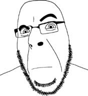 closed_mouth confused glasses raised_eyebrow soyjak stubble variant:cobson // 775x849 // 30.4KB