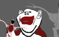 3soyjaks arm blood ear eating fal full_body hand holding_object leg no_eyes no_nose open_mouth smile soyjak stubble subvariant:fingerboy variant:a24_slowburn_soyjak variant:impish_soyak_ears // 971x610 // 231.6KB