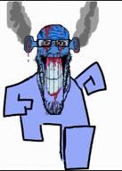 angry animated blood blue_skin calm clenched_teeth ear fume glasses music running sound soyjak stretched_chin stubble teeth variant:markiplier_soyjak video // 322x450, 7s // 654.7KB