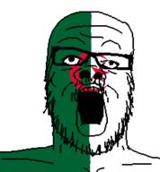 algeria country flag flag:algeria glasses open_mouth soyjak star_(symbol) star_and_crescent stubble variant:a24_slowburn_soyjak // 454x491 // 10.5KB