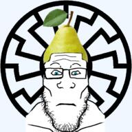 animated blue_eyes buff closed_mouth food fruit glasses pear sonnenrad soyjak stubble variant:markiplier_soyjak // 700x700 // 3.8MB