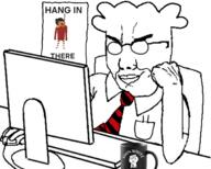 2soyjaks anti_ongezellig clothes computer dilbert glasses hanging maya_(ongezellig) mug necktie ongezellig smug variant:chudjak variant:gapejak // 1820x1456 // 923.6KB