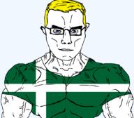 arm aryan barra blue_eyes british buff closed_mouth clothes ear flag flag:barra glasses hair scotland soyjak subvariant:chudjak_front subvariant:muscular_chud transparent transparent_background tshirt united_kingdom variant:chudjak vein yellow_hair // 1059x929 // 37.4KB