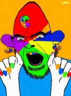 ai_generated animated baby colorful deformed distorted glasses headphones nails stubble subvariant:jacobson variant:a24_slowburn_soyjak variant:cobson // 600x811 // 20.2MB