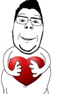 arm closed_mouth fat glasses hair hand heart holding_heart holding_object nikocado_avocado smile soyjak stubble subvariant:nucado variant:cadojak // 926x1378 // 208.5KB