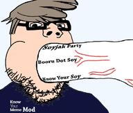 blowjob brown_hair clothes glasses hair janny knowyourmeme meta meta:pornographic_content nsfw open_mouth penis soybooru soyjak soyjak_party stubble subvariant:blowjob_gapejak text variant:gapejak white_skin // 1123x954 // 225.3KB