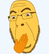 emoticon glasses hand no_mouth series:soymoji soyjak stubble variant:cobson yellow yellow_skin // 721x789 // 25.3KB