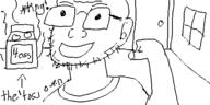 arm clothes door ear glasses hand oekaki open_mouth oven soyjak stubble text toss variant:unknown window // 500x250 // 25.1KB