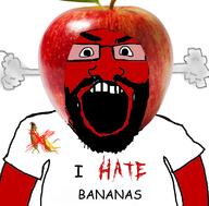 apple banana beard clothes food foodjak fruit fume glasses hat i_love open_mouth red_skin smoke soyjak subvariant:science_lover text tshirt variant:markiplier_soyjak ylyl_banana // 800x789 // 391.4KB