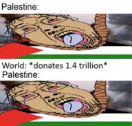 2soyjaks ack bloodshot_eyes countrywar crying flag flag:palestine meme mustache open_mouth palestine rope soyjak stubble suicide tongue tranny variant:bernd war // 732x696 // 390.5KB