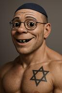 ai_generated clothes deformed gigachad glasses hat judaism kippah realistic s smile soyjak star_of_david stubble subvariant:emmanuel subvariant:wholesome_soyjak variant:gapejak // 1024x1536 // 2.6MB