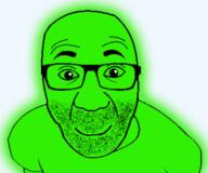 arm clothes glasses glowie glowing green smile soyjak stubble tshirt variant:el_perro_rabioso // 389x324 // 49.9KB