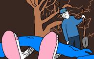blanket cap closed_mouth clothes drawn_background full_body glasses hair hat shoe shovel smile smlie smug soyjak tree variant:chudjak // 800x500 // 27.7KB