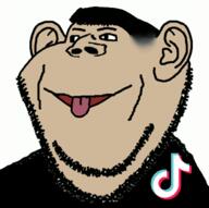 black_shirt clothes ear fade open_mouth soyjak stubble tiktok tongue variant:impish_soyak_ears // 663x659 // 171.5KB