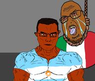 2soyjaks BRIMMIEST_COMMENTS_SECTION☣️☣️☣️_DO_NOT_ENTER☣️☣️☣️ argentina bloodshot_eyes brown_skin buff clothes crying ear flag flag:argentina flag:italy glasses hair hanging italy rope soyjak subvariant:chudjak_front subvariant:muscular_chud suicide tongue variant:chudjak variant:shotjak vein yellow_teeth // 1200x1029 // 395.7KB