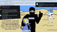 Natetrick_Higman(namefag) Warrior-Z(user) ack arab balaclava ban buff cobsontalks desert discord fakecel finger glassed hanging islam killing knife larp larper machete mask mge muscular_male muslims nate pointing pointing_up quote rantsona rope soybooru subvariant:chudjak_front subvariant:cobsonTALKS variant:bernd variant:chudjak variant:cobson variant:soyak victory weapon win // 2002x1121 // 1.0MB