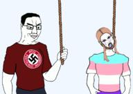 animated arm clothes glasses hanging holding_object murder pol_(4chan) rope smirk smug soyjak tranny tshirt variant:chudjak // 1200x850 // 300.3KB