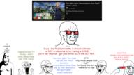 angry arm bandana biting_lip blond bloodshot_eyes blue_eyes closed_mouth clothes controller creepy crying distorted evil eyes_popping fat female frown glasses gun_to_head hand hands_up holding_game_controller holding_gun holding_object mask metal_gear multiple_soyjaks nintendo nintendo_switch ominous open_mouth paz_ortega_andrade red_glasses robot school_uniform shadow smile solid_snake soyjak stubble subvariant:chudjak_front subvariant:crying_soyak_ears2 subvariant:hornyson subvariant:muscular_chud subvariant:waow super_smash_bros tear text the4thsnake tongue vagina variant:chudjak variant:cobson variant:soyak video_game white_background yellow_hair yellow_teeth youtube // 1920x1080 // 634.9KB