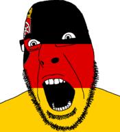 Rhineland-Palatinate angry flag flag:rhineland-palatinate full_head germany glasses hair looking_to_the_right open_mouth soyjak stubble teeth variant:cobson // 721x789 // 29.5KB