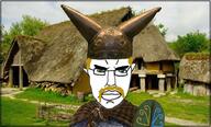 aryan germanic green_eyes helmet holding_object irl_background moustache mustache subvariant:chudjak_front thick_eyebrows tunic variant:chudjak yellow_hair // 897x544 // 116.2KB