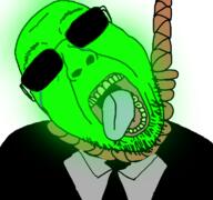 clothes federal_bureau_of_investigation glasses glowie glowing hanging soyjak suicide suit sunglasses variant:bernd // 768x719 // 162.9KB