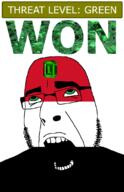 ahegao emerald flag flag:yemen gem glasses green green_eyes hair looking_up open_mouth schlog_color_event soyjak soyjak_blog stubble teeth text threat_level_green variant:cobson won yemen // 721x1115 // 131.4KB