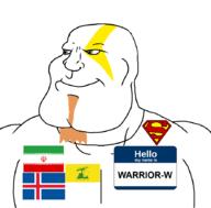 Warrior-Z(user) aryan dc dc_comics grey_eyes hello_my_name_is_(sticker) hezbollah iceland iran kratos mexiaryan series:keep_raging_on_them subvariant:mexiaryan superman tattoo // 885x873 // 38.0KB