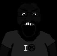 angry arm balding beard black_skin clothes glasses hair i_love open_mouth rust rust_(programming_language) soyjak subvariant:science_lover tshirt variant:markiplier_soyjak // 800x789 // 54.4KB