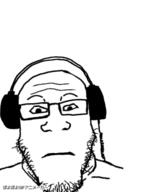 closed_mouth glasses headphones neutral poyopoyo poyunpoyun soyjak stubble subvariant:neutralplier variant:markiplier_soyjak // 300x400 // 746.2KB