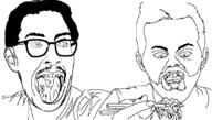 2soyjaks beard eating glasses hair mustache open_mouth soyjak variant:unknown // 1090x617 // 34.1KB