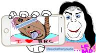 2soyjaks ack bbc brown_skin brown_troonjak crying flag hair hanging holding_object holding_phone lifesucksthenyoudie makeup meta phone purple_hair queen_of_spades slopjak smile smug soybooru soyjak stubble text tranny variant:alicia variant:bernd variant:cobson // 2218x1237 // 787.7KB