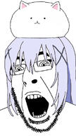 anime blue_hair chino_kafuu clothes excited glasses gochiusa hair hat open_mouth soyjak stubble tippy variant:cobson // 633x1127 // 252.7KB