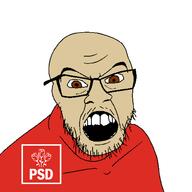 Social_Democratic_Party_(Romania) angry glasses jacksepticeye looking_at_you mustache open_mouth romanian_politics soyjak stubble teeth variant:feraljak youtube // 1500x1500 // 76.7KB